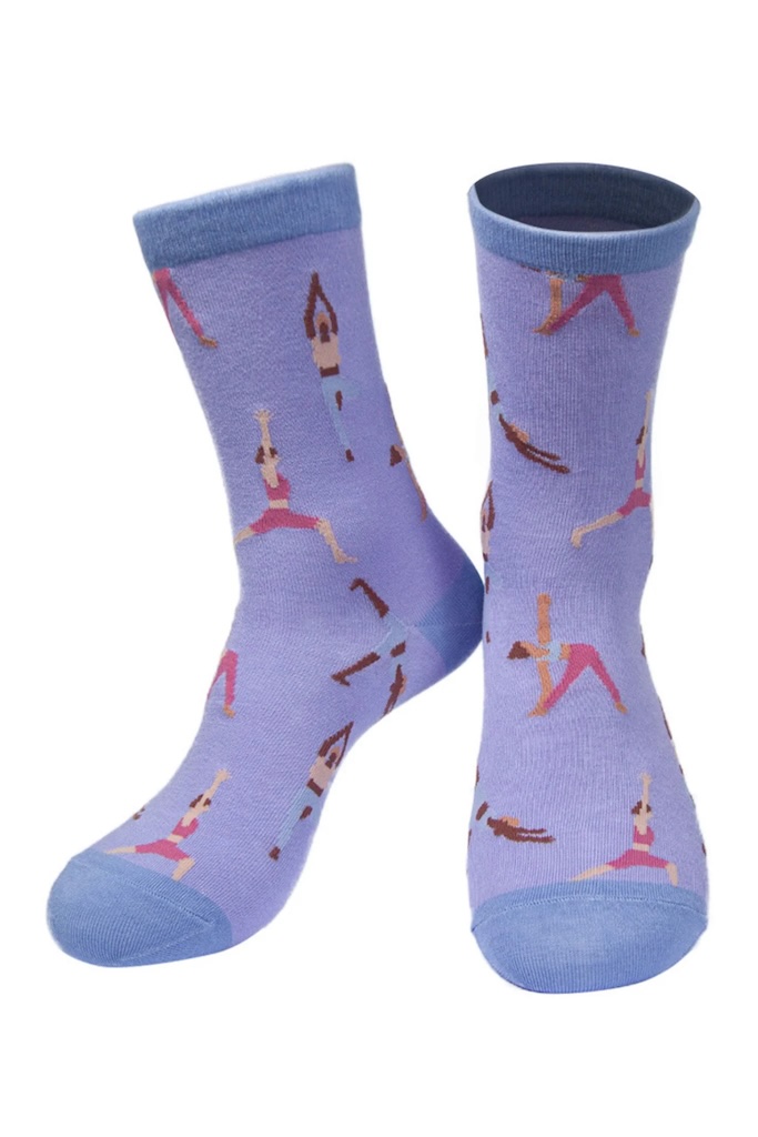 Womens Bamboo Yoga Socks in Lilac