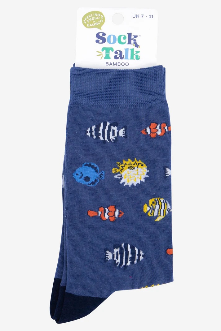 Men's Tropical Fish Print Bamboo Socks