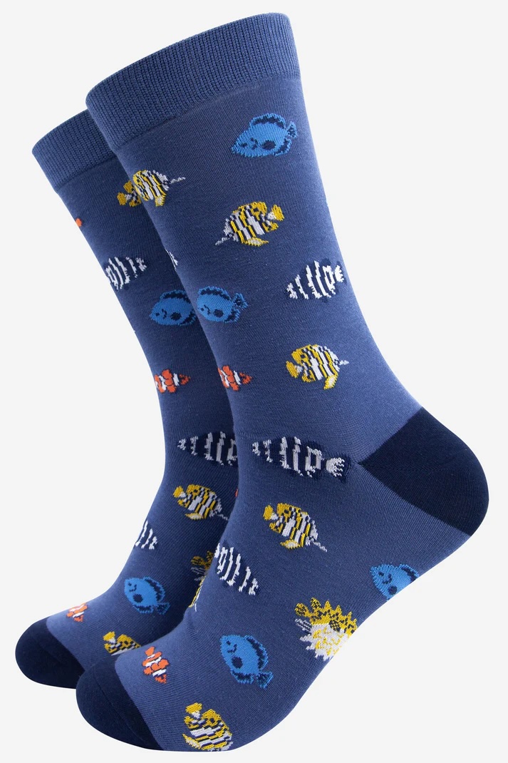 Men's Tropical Fish Print Bamboo Socks