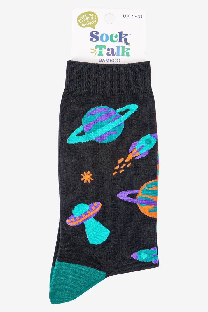 Men's Retro Space Invasion UFO Bamboo Socks