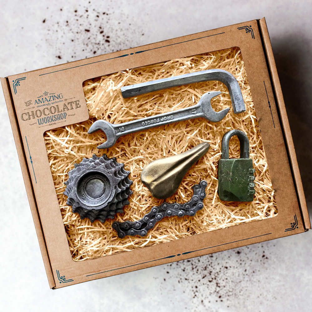 Cycling Lovers Chocolate Gift Set – Chain, Bike Gear, Bicyle Seat, Padlock, Spanner & Allen Key Box