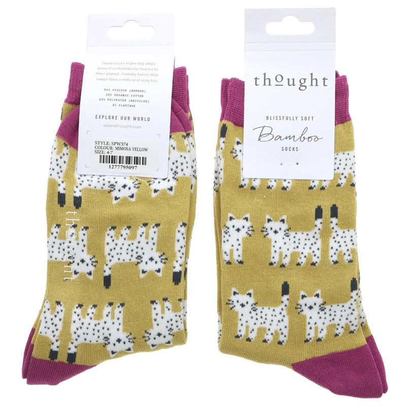 Cute Cat Bamboo Socks by Thought (size 4-7)