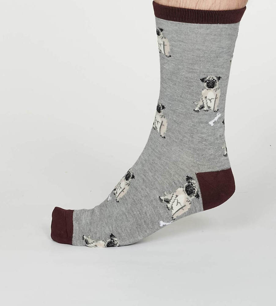 Marle Grey Bamboo Pug Socks