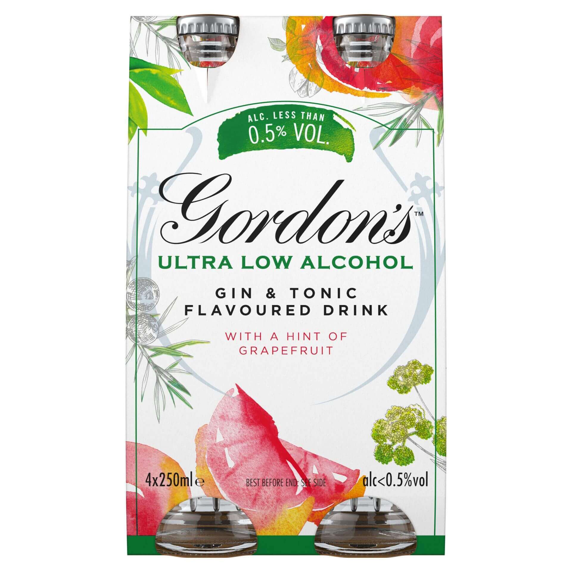 Gordon's Ultra-Low Alcohol G&T Grapefruit (4 x 250ml)