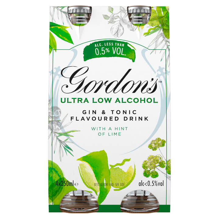 Gordon's Ultra Low Alcohol G&T With Lime (4 x 250ml)