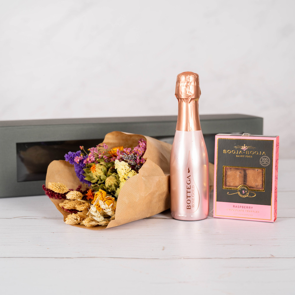 Flowers Prosecco and Chocolate Gift box