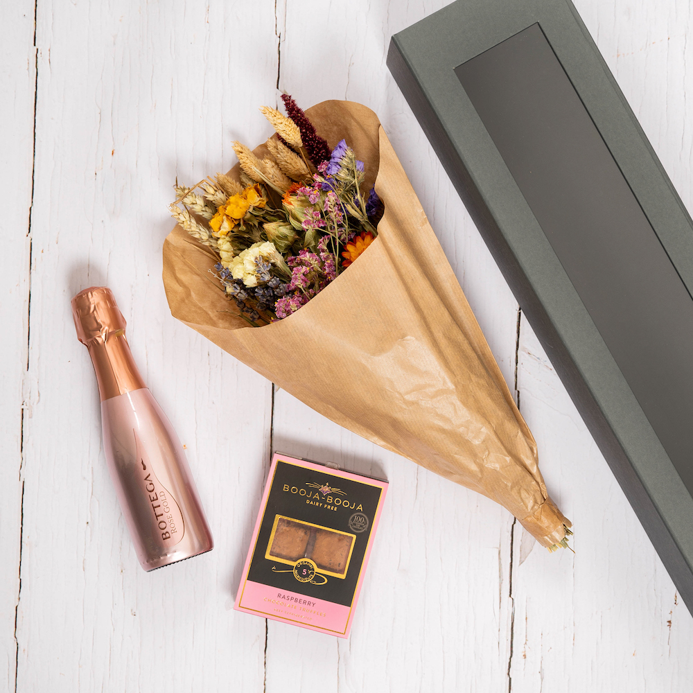 Flowers Prosecco and Chocolate Gift box