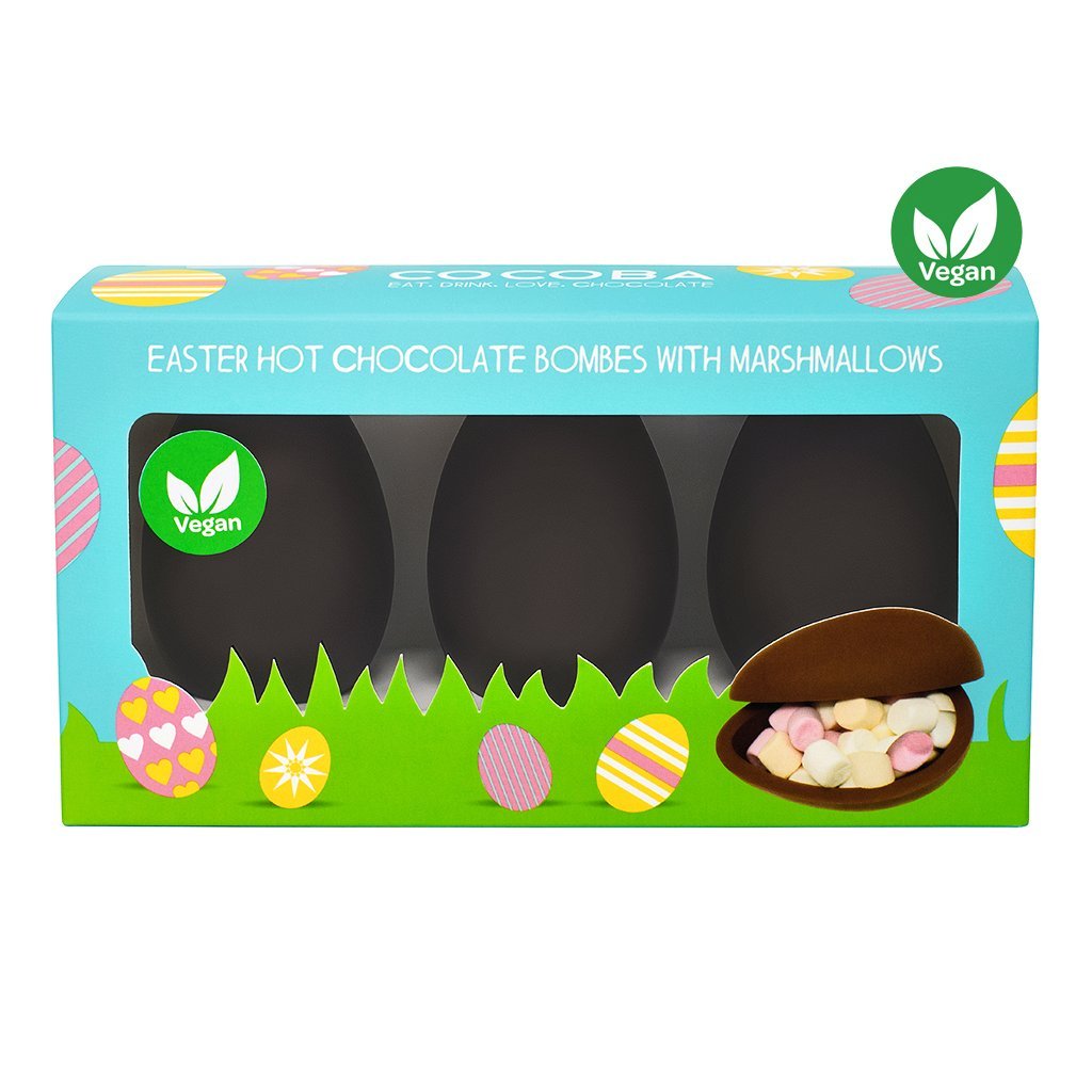Cocoba Easter Egg Hot Chocolate Bombes with Marshmallows