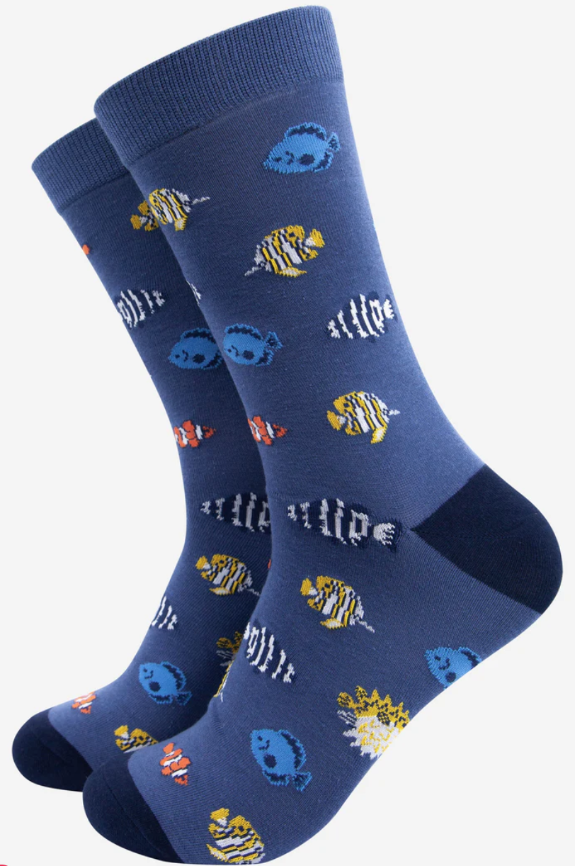 Men's Tropical Fish Print Bamboo Socks