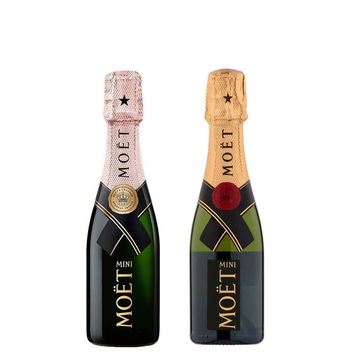 Moët & Chandon Brut & Rose Champagne Mini Moët Duo 2 x 20cl 12.5% ABV in  Wooden Champagne Gift Boxes : : Grocery